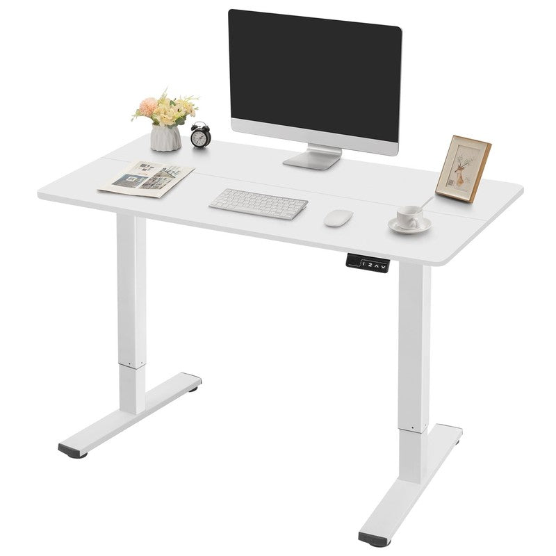40"×24" Electric Height Adjustable Standing Desk T Shaped Metal White1