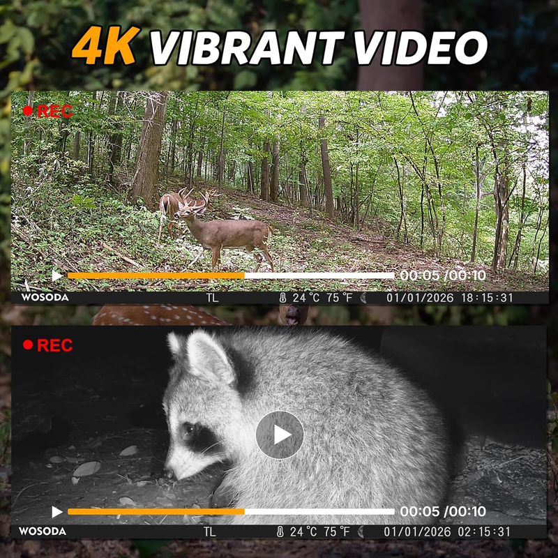 3 Pack 48MP 4K Trail Cameras Night Vision IP66 Motion 120° LCD Wildlife Cam3