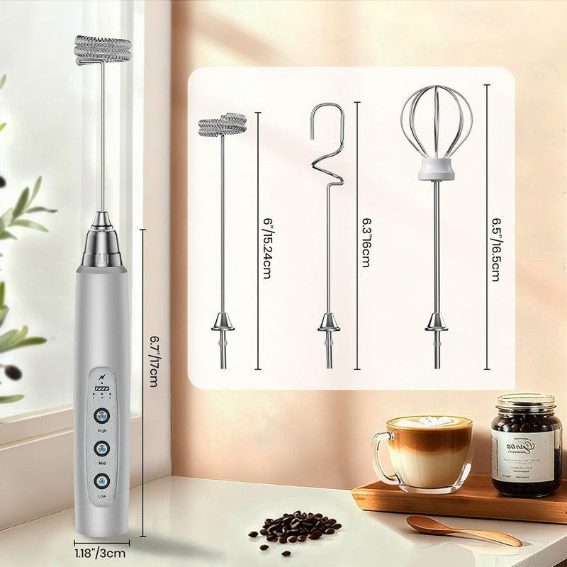 Milk Frother Handheld Rechargeable, Frother Wand Drink Mixer Electric Whisk for 6