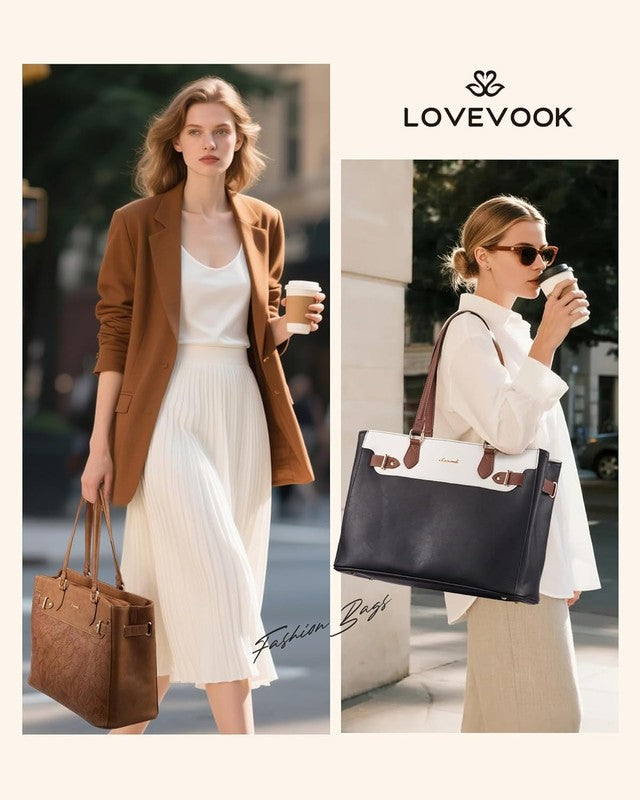 Laptop Tote Bag for Women Work, Teacher Tote Bag with Large Cup Holder, 15.6 Inc1