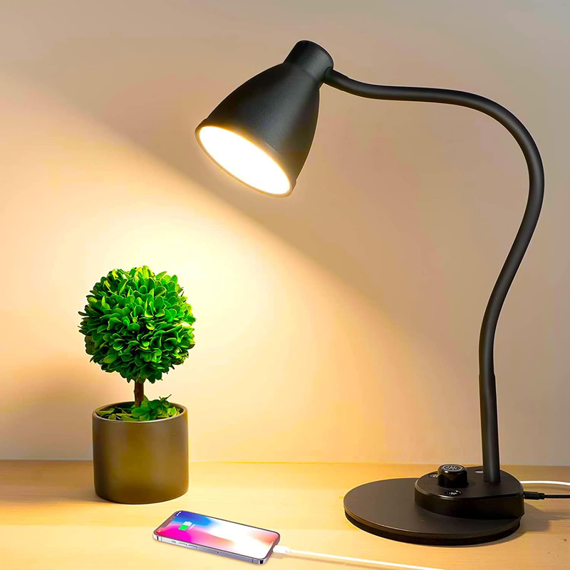 Dimmable LED Desk Lamp with USB Port & Gooseneck for Home & Office Use10