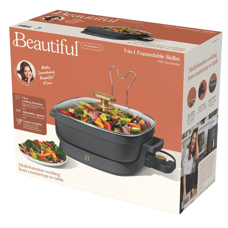 5 in 1 Electric Skillet Expandable to 7 Qt w/ Glass Lid Oyster Gray8