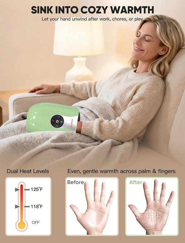 Hand & Wrist Massager w/ Heat Compression Cordless 6 Intensity Pain Relief3
