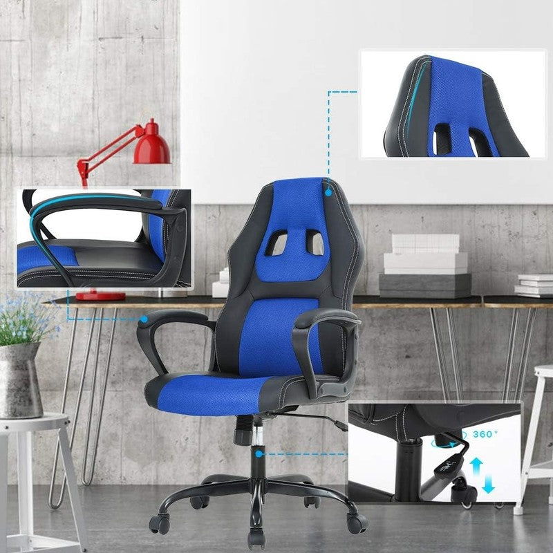 Affordable Ergonomic Office Chair with Lumbar Support   Blue Gaming Desk Chair3