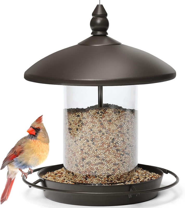 Metal Roof Bird Feeder - Chew Proof for Outdoor Hanging Wild Bird Seeds. Bronze7