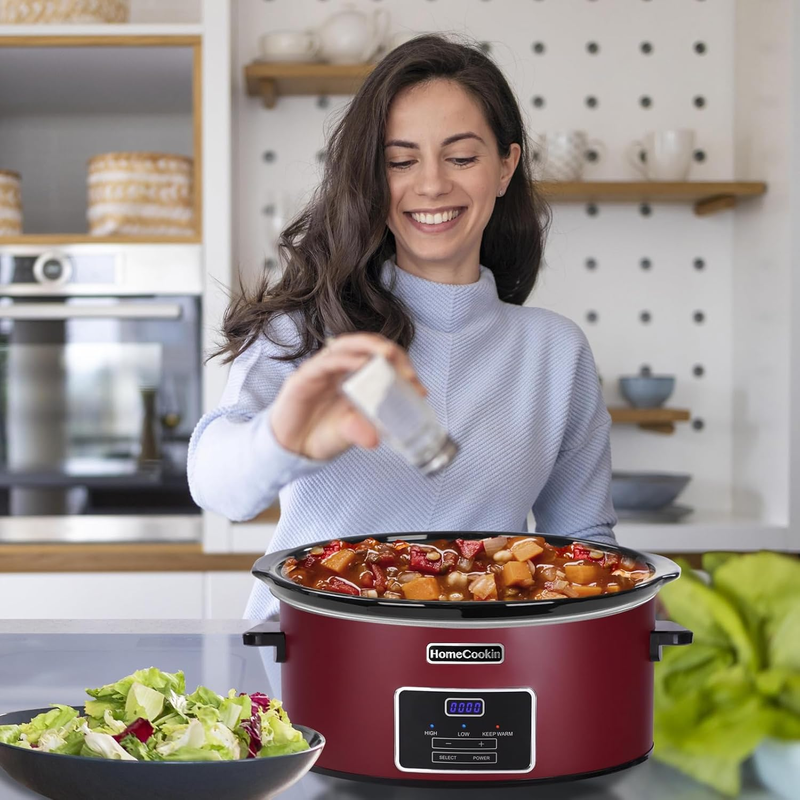 8Qt Programmable Slow Cooker Red Stainless Steel Kitchen Appliance5