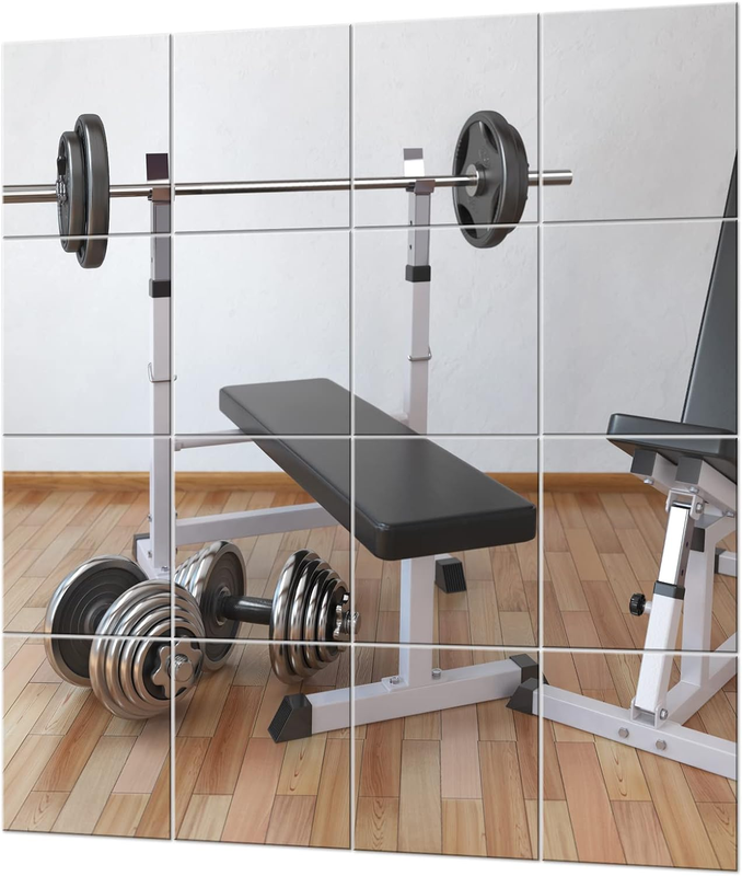 EVENLIVE Gym Mirrors 16PCS 12" Glass Wall Mirror Tiles for Home Gym & Decor7