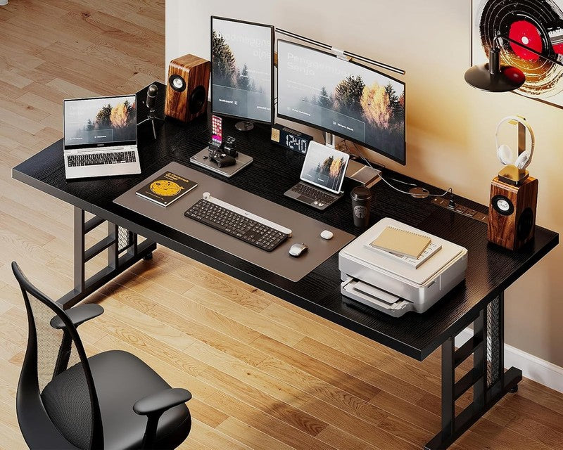 71" Executive Desk w/ USB Ports Large Modern Office Table Black6