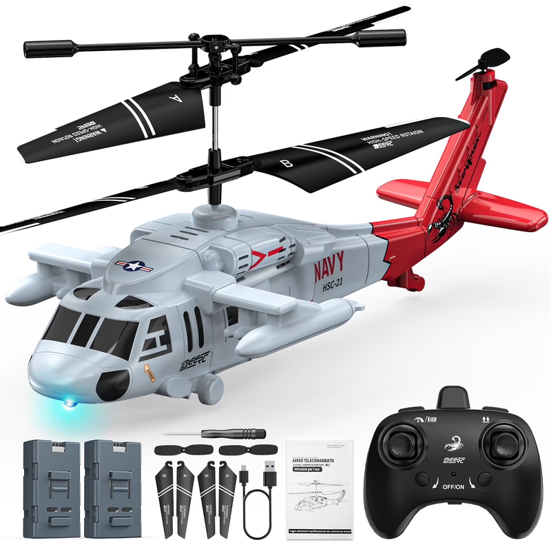 Black Hawk RC Helicopter 2.4GHz 26 Min Flight LED Altitude Hold Toy 8+9