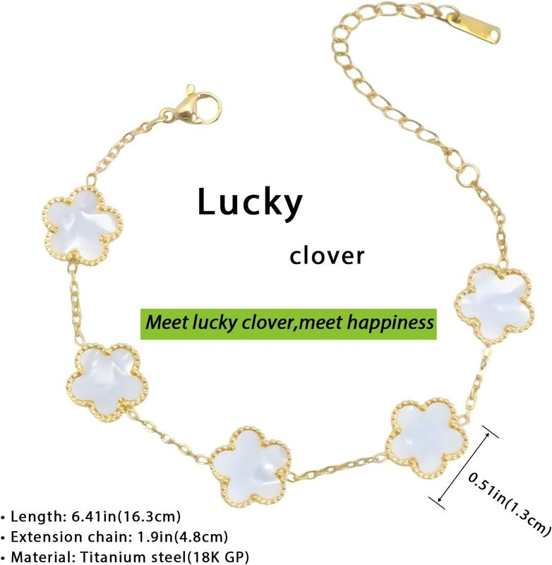 3Pcs 18K Gold Four Leaf Clover Bracelet Set Lucky Gift for Women1