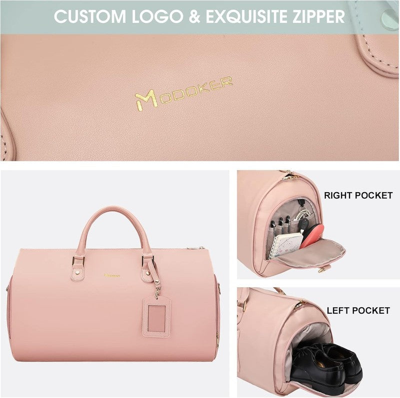 Women 2in1 Garment Duffle Bag Pink Hanging Suit Travel Carry On3