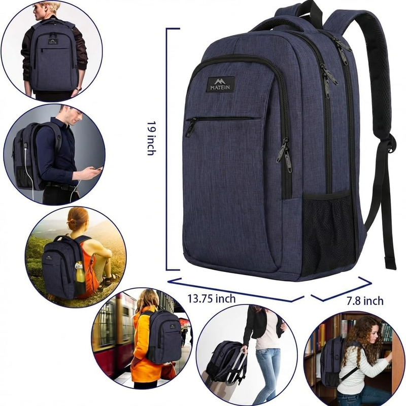Large 17" Laptop Backpack Travel Business Computer Bag Blue6