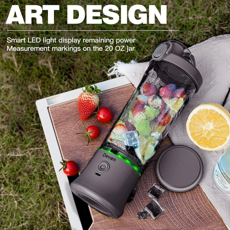 Portable Blender 20Oz BPA Free Cup w/ Travel Lid Waterproof Design Black2