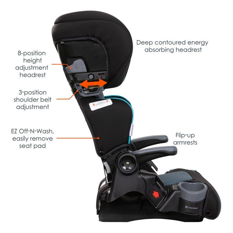 2-in-1 Folding Booster Car Seat 40-100lbs Aqua Tech Blue 38"-57"2