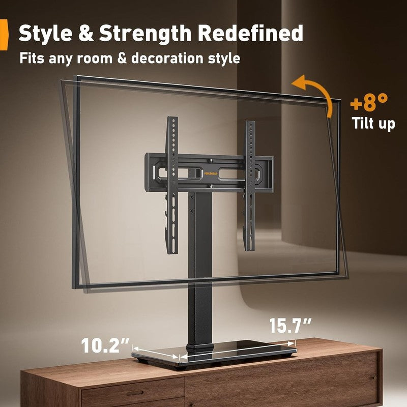 Swivel TV Stand for 19–43" TVs, 4 Height Levels, Glass Base, 99 lbs Cap5