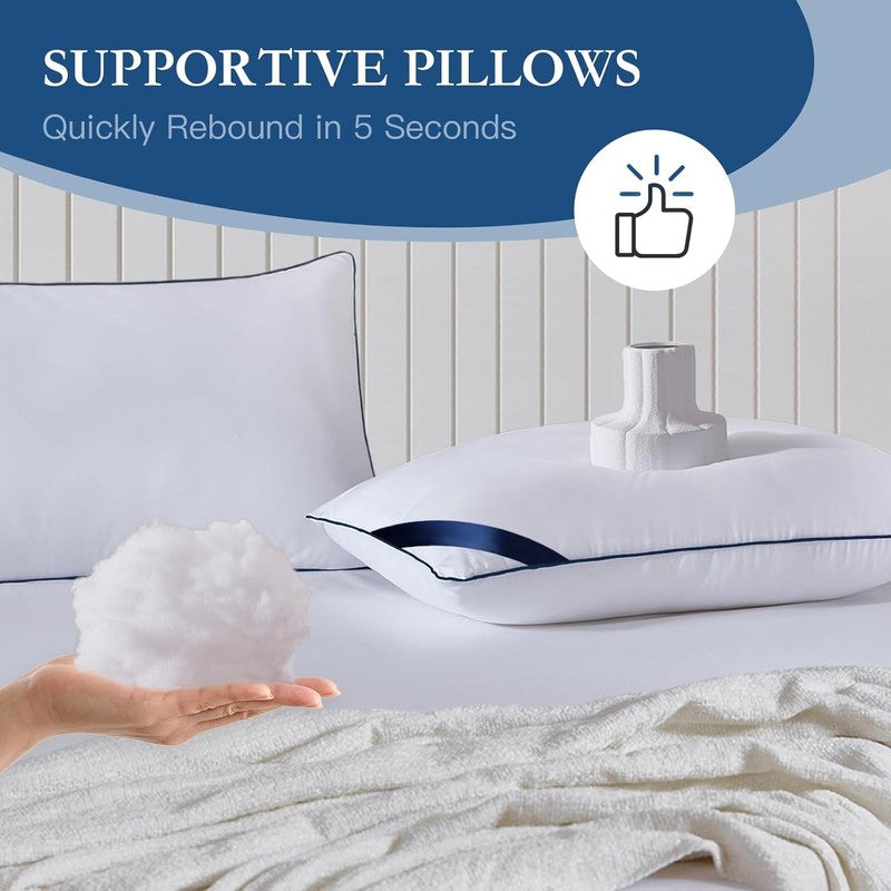 Pillows Queen Size Set of 4, Soft Microfiber, Hotel Quality, for Back & Stomach2