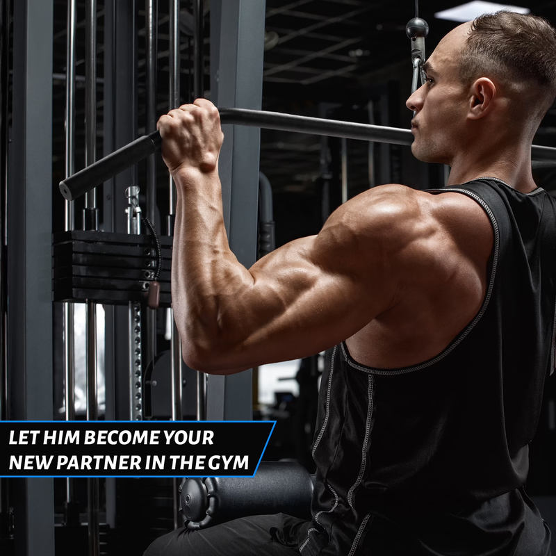 Tricep Pushdown Cable Attachment Set Lat Pulldown Rope V Handle Gym5