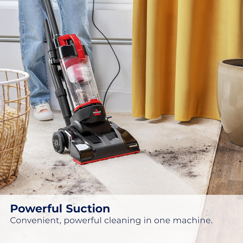 Cleanview Compact Upright Vacuum, Fits in Dorm Rooms & Apartments, Lightweight w4