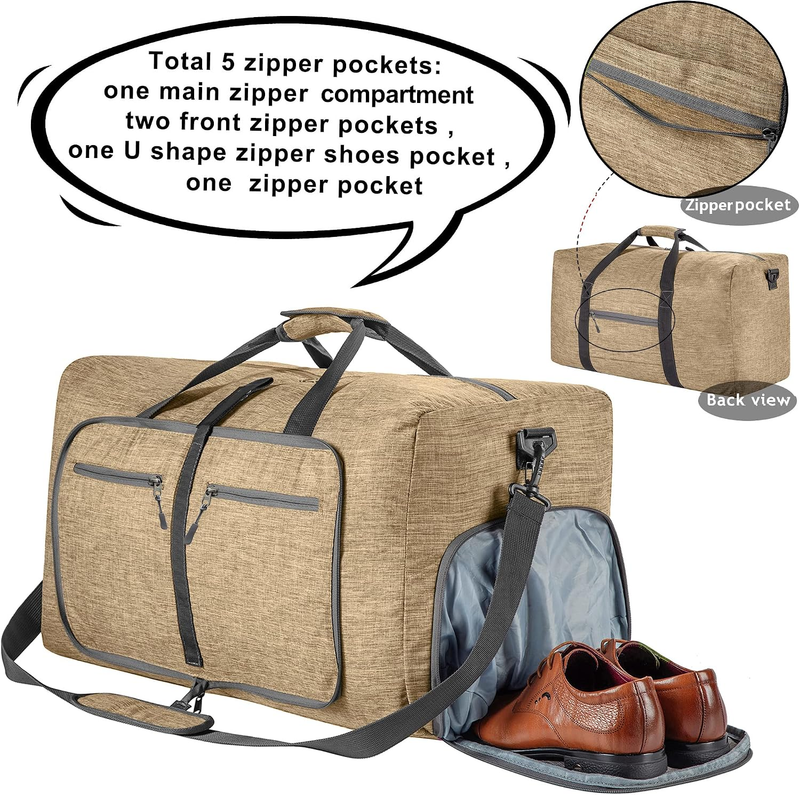 Foldable Travel Duffle Bag 65L 85L 115L Waterproof Weekender Shoe Pocket3