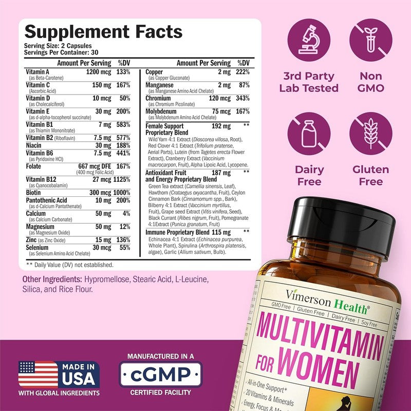 Essential Women's Multivitamins - 60 Capsules for Total Body Wellness2