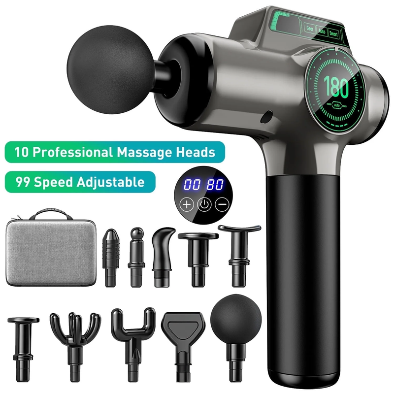 99 Speed Massage Gun Deep Tissue Percussive Muscle Massager 10 Attachments Neck 0