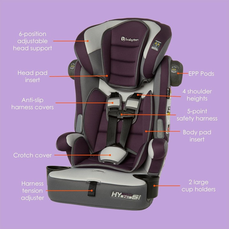 Hybrid SI 3 In 1 Combination Booster Seat with Side Impact Protection, Dash Plum2