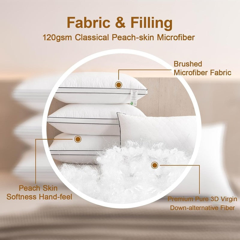 4PCS Queen Pillows Hotel Quality Microfiber Soft Supportive 20x30"4