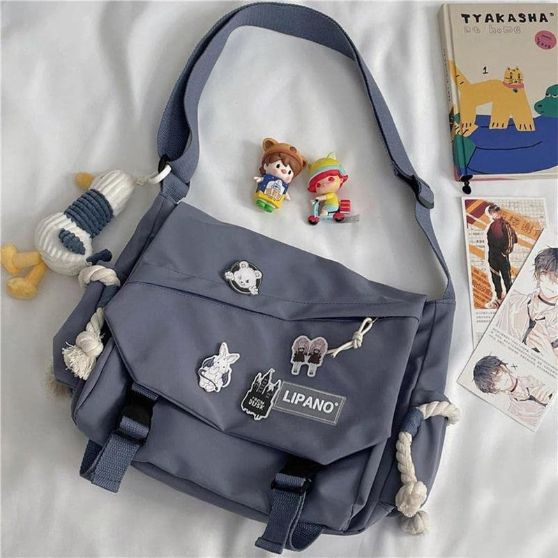Aesthetic Crossbody Bag Cute Pins Nylon Messenger Japanese Kawaii Shoulder Bag8