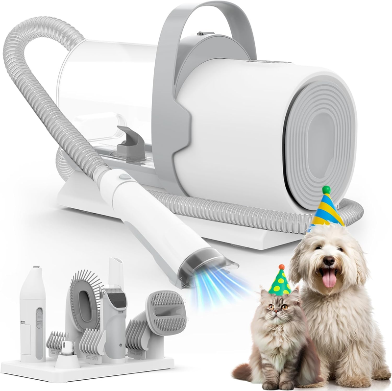 Dog Grooming Vacuum Kit 11000Pa Clipper Nail Grinder 7 Tools 2.5L9