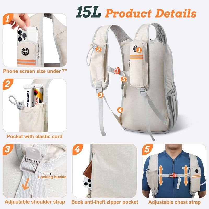 15L Small Hiking Backpack for Men Women Foldable Packable Back Pack Ultralight H1