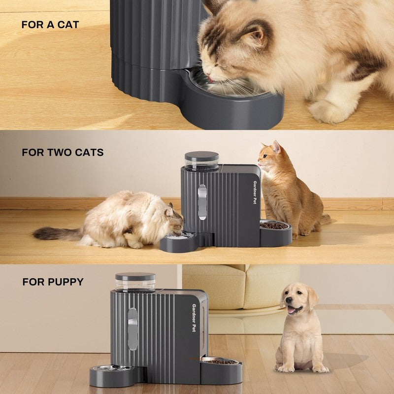 Automatic Cat Feeder and Water Dispenser Set, Large Capacity Stainless Steel5
