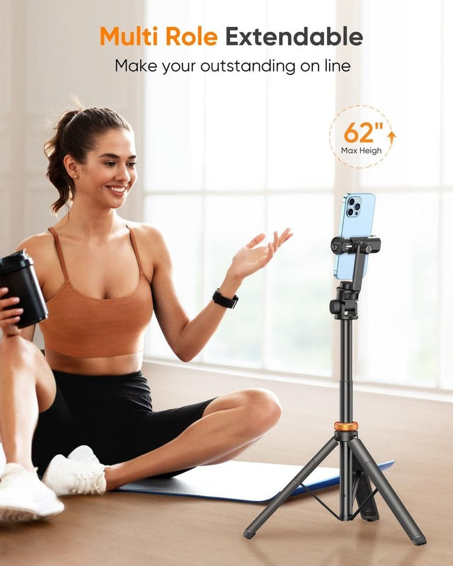62'' Phone Tripod Selfie Stick w/ Remote Extendable Cell Phone Stand Holder2