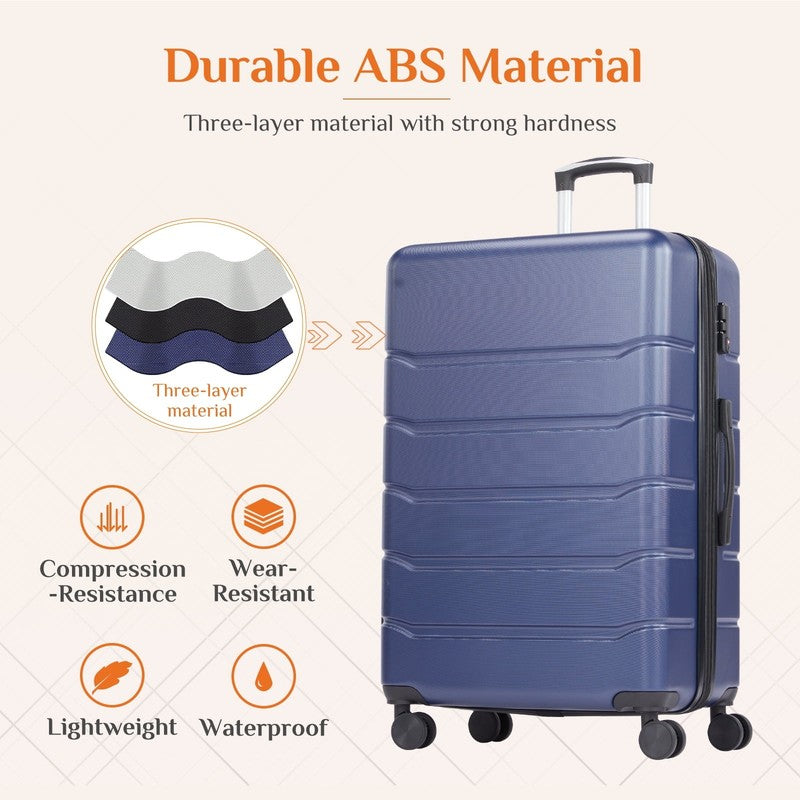 3-Piece Hard Shell Luggage Set ABS Expandable Spinner TSA Lock Blue6