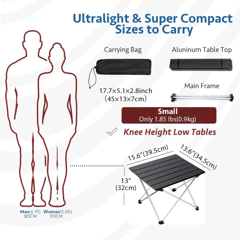 Portable Camping Table with Aluminum Table Top, Folding Beach Table Easy to Carr2