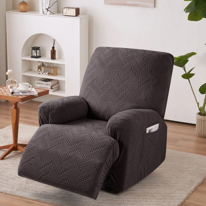 3-Piece Recliner Chair Slipcover Chocolate Anti-Slip Furniture Protector6