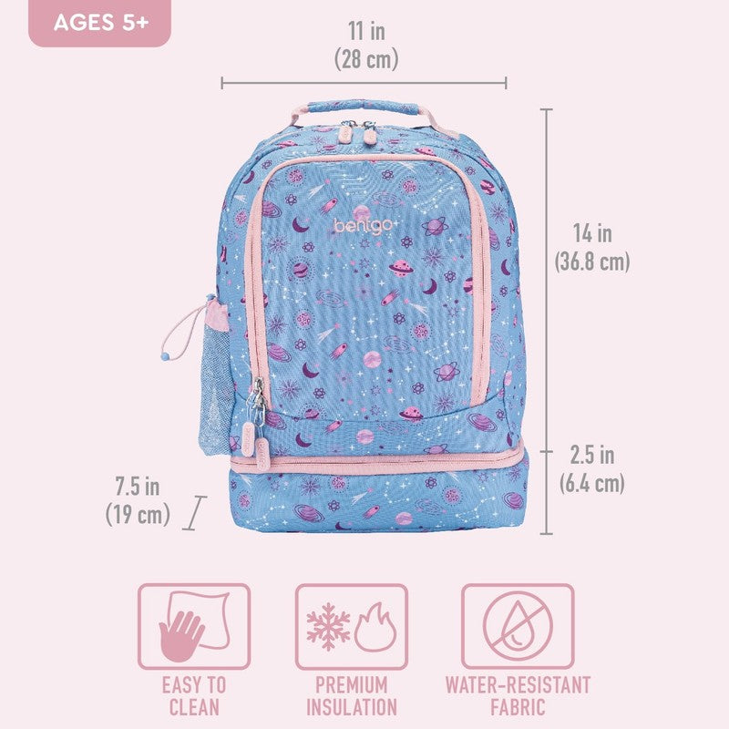 Kids Prints 2 In 1 Backpack & Insulated Lunch Bag   Lavender Purple Galaxy4
