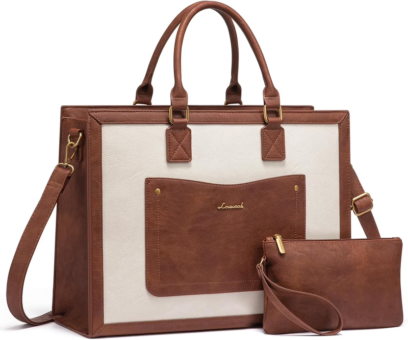 Laptop Tote Bag for Women, 15.6 Inch Work Bags, Vintage Leather Tote Bag, Waterp8