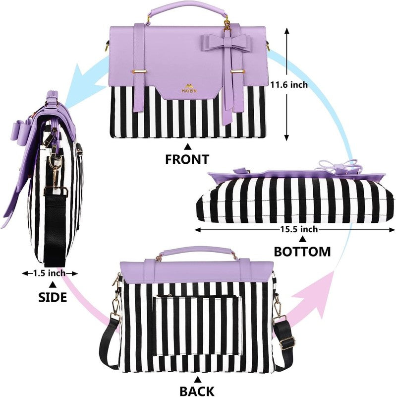 Laptop Tote Bag, 15.6 Inch PU Leather Crossbody Shoulder Handbag for Women, Purp2