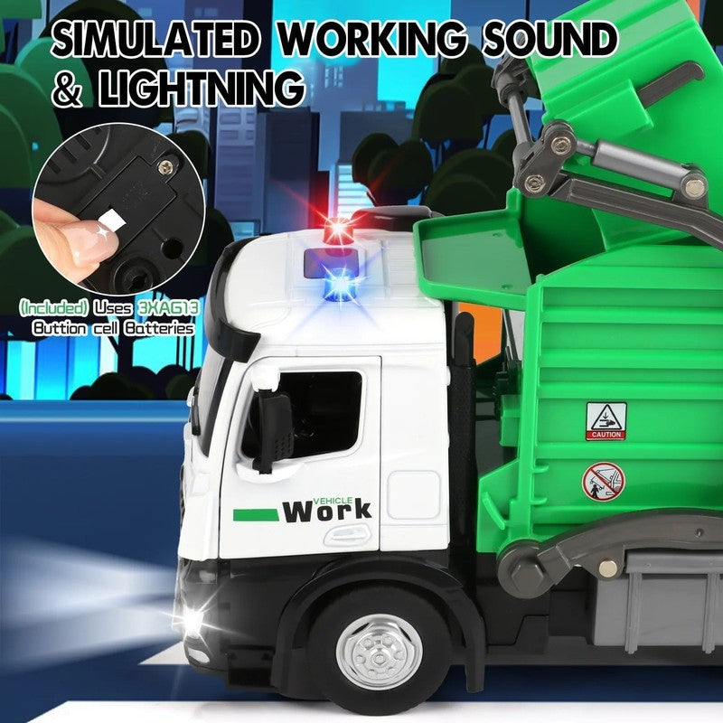 Garbage Truck Toys for Kids Boys, Play Vehicle Trash Truck Toys with Dumpster an1
