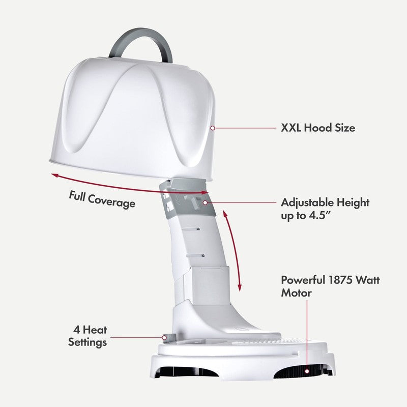 Salon Bonnet Portable Hair Dryer 1875W, Adjustable Height, 4 Heat Settings5
