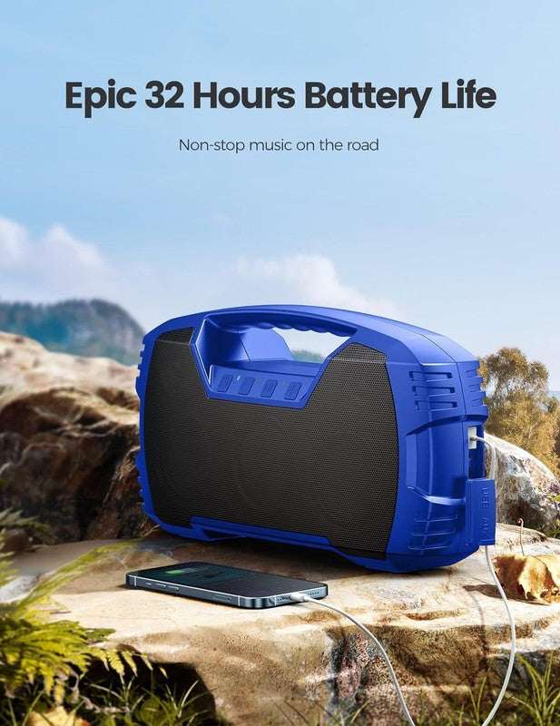 IPX7 Waterproof Bluetooth Speaker, 40W, 32H Playtime, Deep Bass, Beach-Blue3