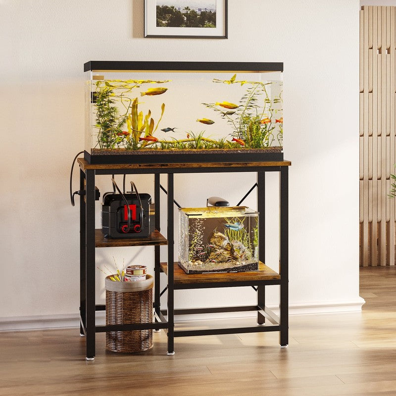 Heavy Duty 3-Tier Metal Aquarium Stand with Power Outlets for 20-37 Gallon Tanks3