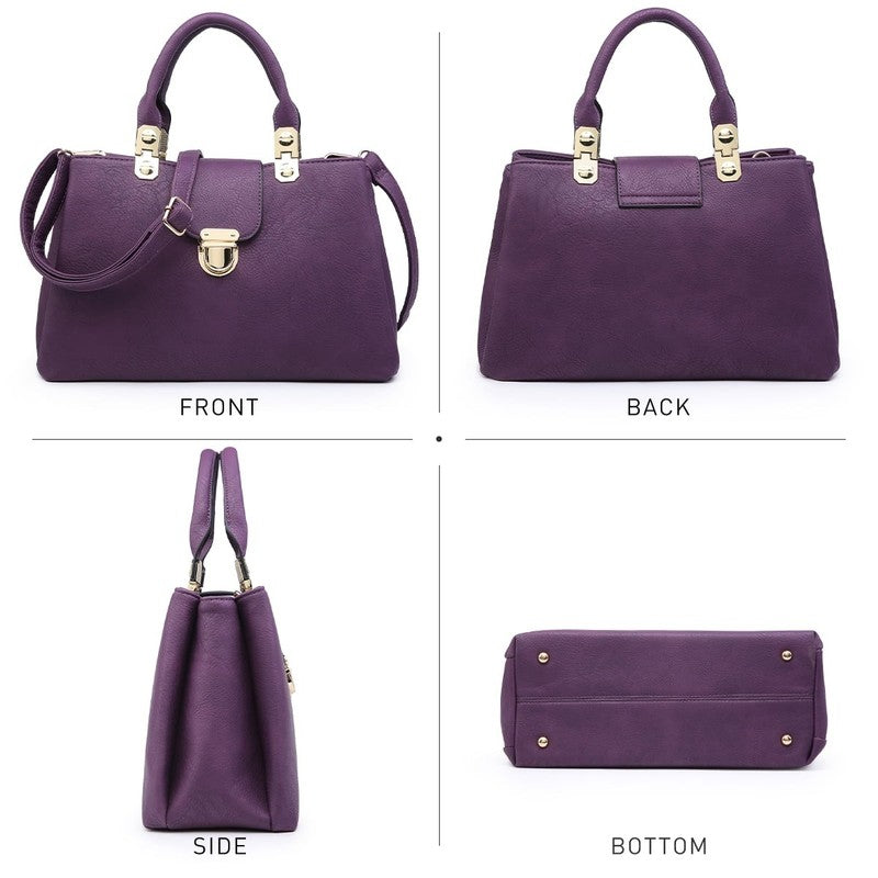 Women Satchel Handbag Vegan Leather Top Handle Medium Tote Shoulder Bag2