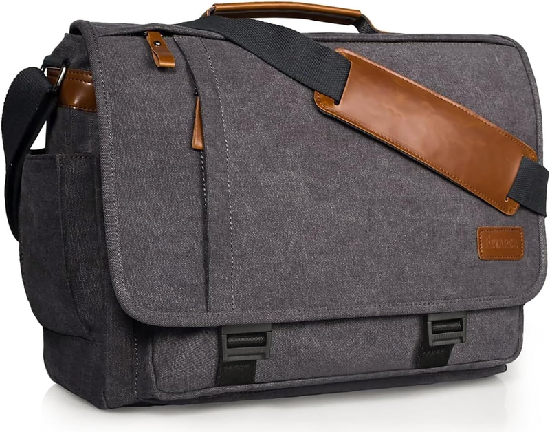 Computer Messenger Bag 15-15.6in Laptop Briefcase Canvas Shoulder Bag Grey10