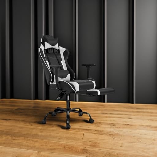 Ergonomic PU Leather Office Chair with Lumbar Support & Footrest (White)5