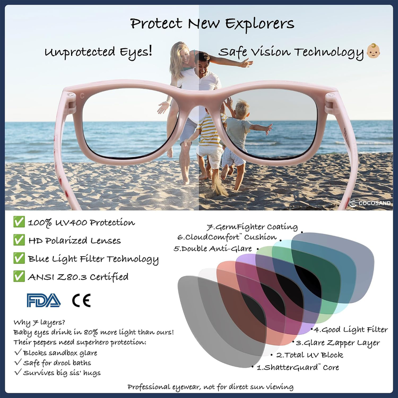 Baby Polarized Sunglasses UV400 Flexible Strap Toddler Infant 0 24 Months2