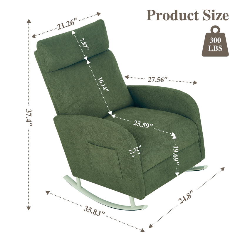 Modern Chenille Rocking Chair for Living Room,Glider Chair for Nursery, with Sid6