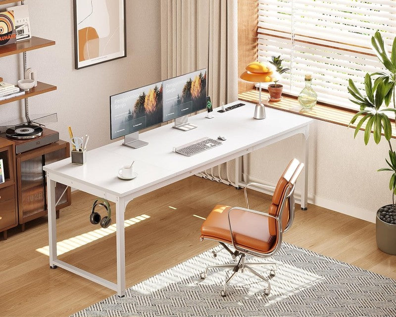 71'' Computer Desk w/ USB Ports Large Office Study Student Writing Desk White1