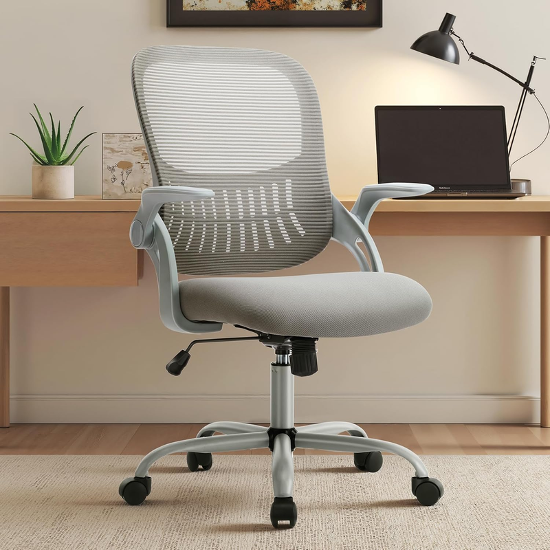 Ergonomic Mesh Office Chair Swivel Mid-Back Lumbar Support Flip-Up Arms9