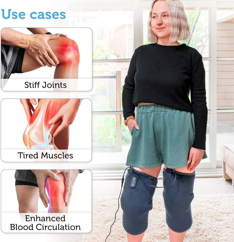 Heated Knee Massager w/ Vibration Heat Knee Wrap Pain Relief Greige3